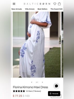 Florina Kimono Maxi Dress with Blue Floral Print